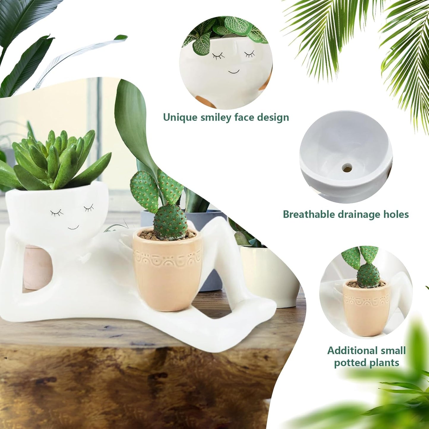 Lazy Little Character Flowerpot, Relaxing Person Holding Pot Planter,