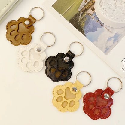 Memorial Leather Pet Hair Storage Bag Cat Paw Keychain