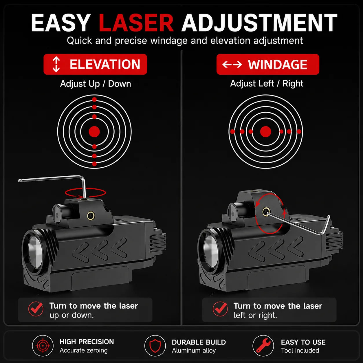 Metal Flashlight With Adjustable Rail