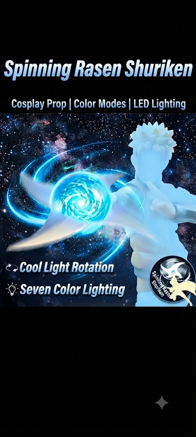 LED Light-Up Ninja Shuriken Spinner Toy – 7 Color Glowing Rotating Throwing Star for Kids & Cosplay