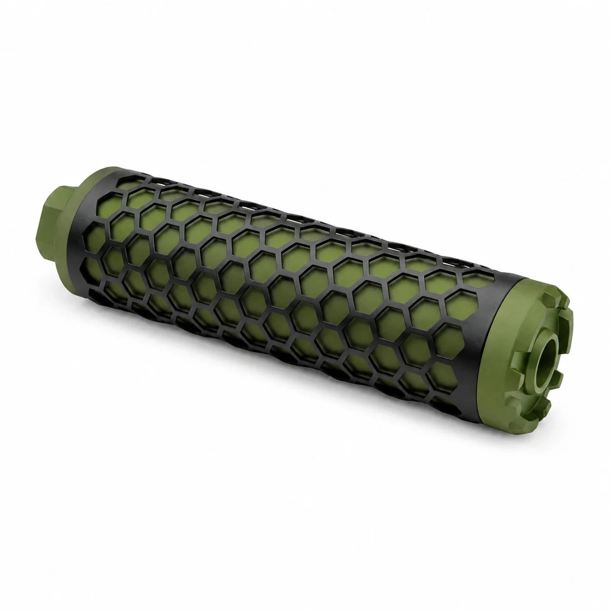 Metal Honeycomb Shape Silencer Adapt To 14 MM CCW Threaded Rod Tip